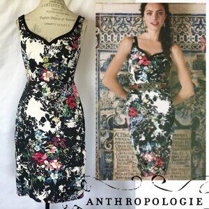 Anthropologie Leifnotes Chroma Shadow Floral Sheath Dress